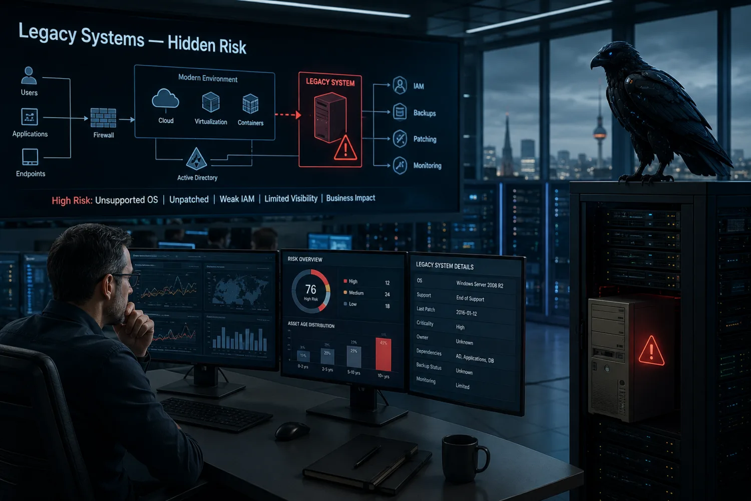Legacy-Systeme, Backup, Patching und Monitoring Visualisierung