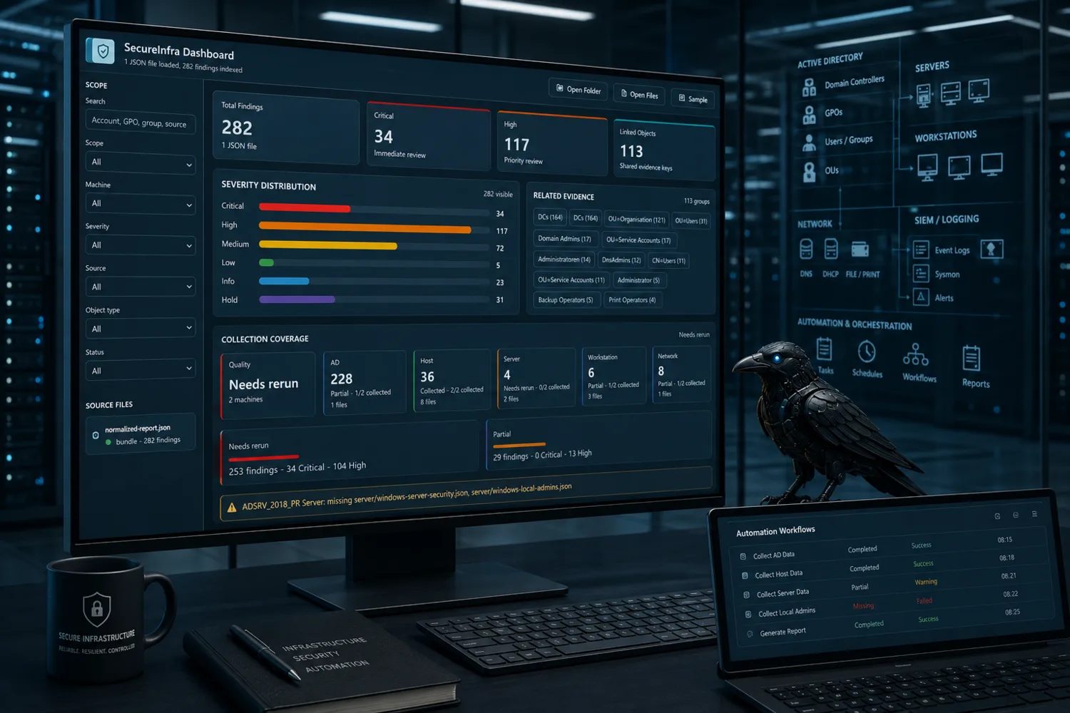 SecureInfra Dashboard als Visualisierung für strukturierte Sicherheitsauswertung